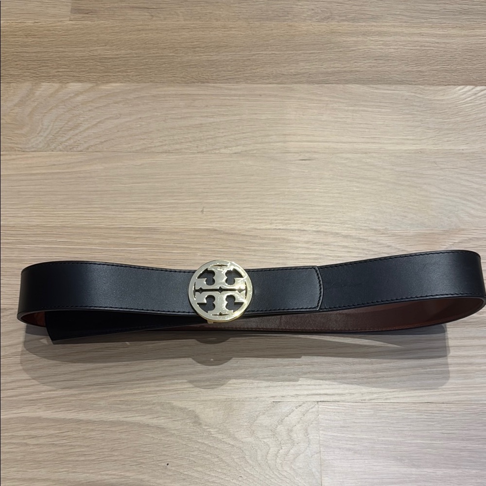 Tory Burch Black Belt with Gold Emblem